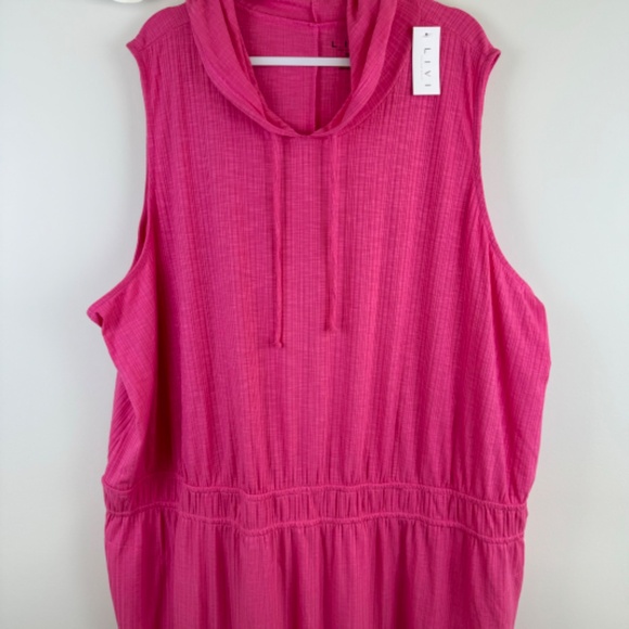 LIVI LANE BRYANT Pink Flame Sleeveless Hooded Ribbed Dress NWT / Plus 38 - 40 - Picture 5 of 16
